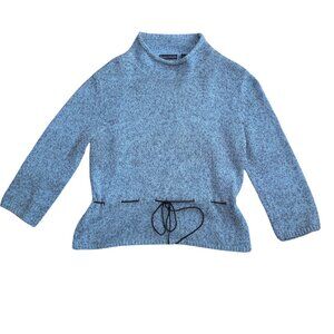 Bentley Arbuckle Blue Silk Blend Sweater 3/4 Sleeves Leather Tie Belt Medium